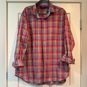 EUC Men’s Ralph Lauren Polo Button Up Dress Shirt XXL - Rainbow Multi Plaid